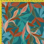 Tropical seamless pattern with colorful leaves with hand drawn.