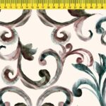 Seamless watercolor motif pattern. Baroque pattern design.